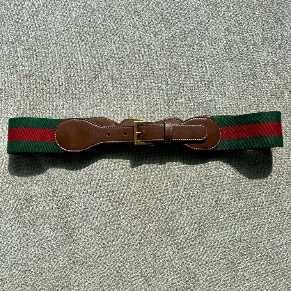 Gucci Brown and Green Stripe Belt